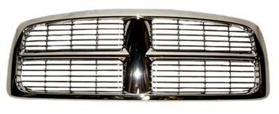 Chrome Grille Surround and Bar Style Inserts 02-05 Dodge Ram - Click Image to Close
